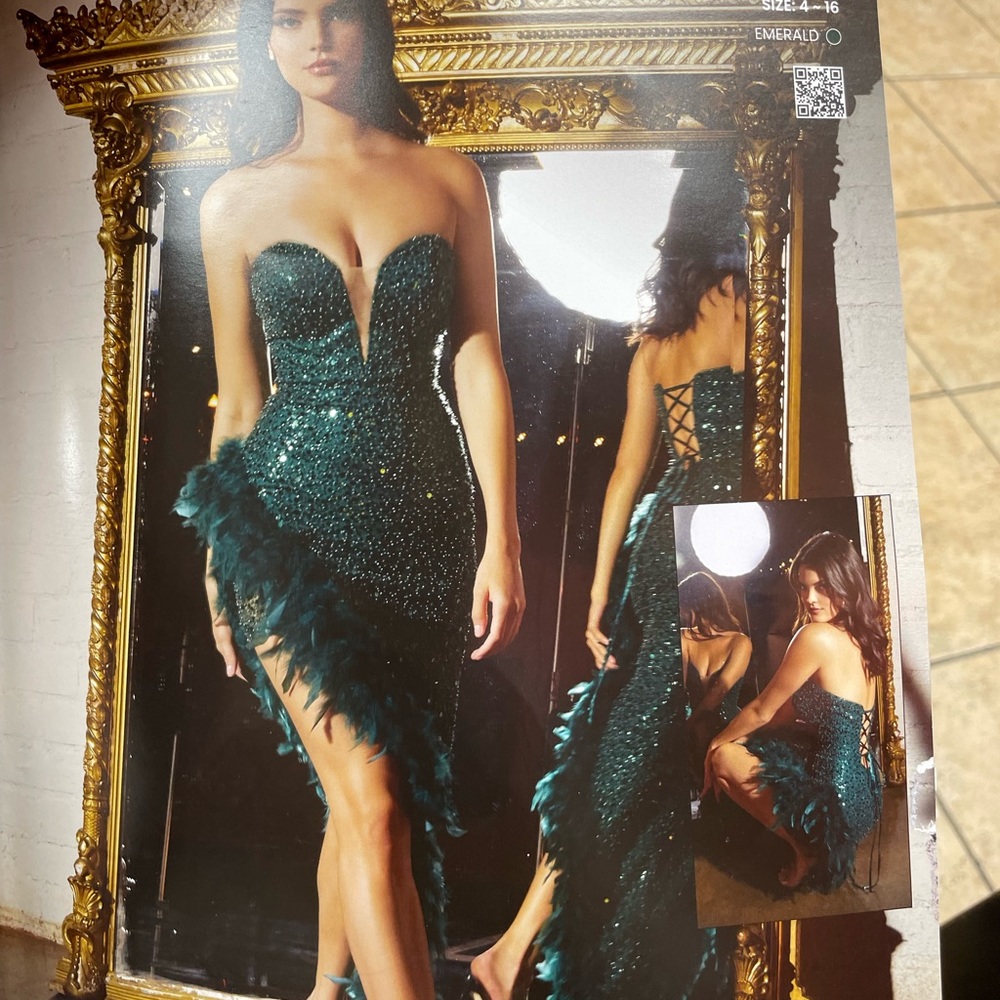 Naiya Green Sequin Feather Dress